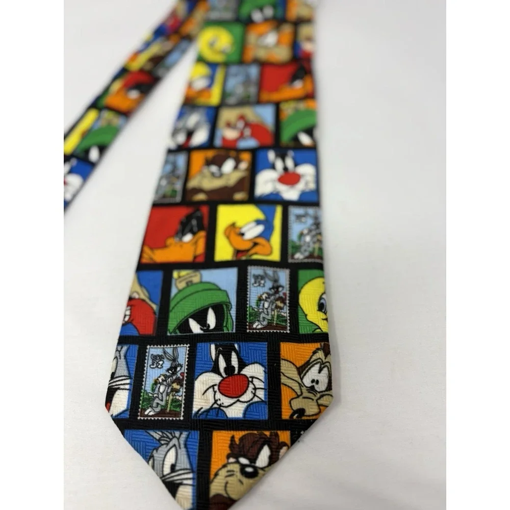 Vintage Looney Tunes USPS Stamp Collection Tie Necktie Warner Bros 90's Cartoons
